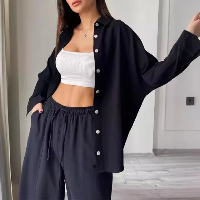 

Women Tracksuit Hooded Sweatshirts Solid Hoodies Drawstring Harem Pants Two Pieces Set Pockets High Street Pockets Matching Sets