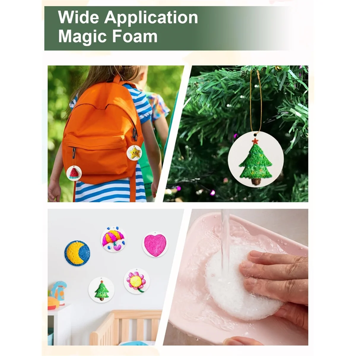 SSR 30 Pcs Foam Texture-Paper with Paint Brushes and Hanging Wire, 3D Art Sponge Papers for Kids, for Crafts Arts Decoration