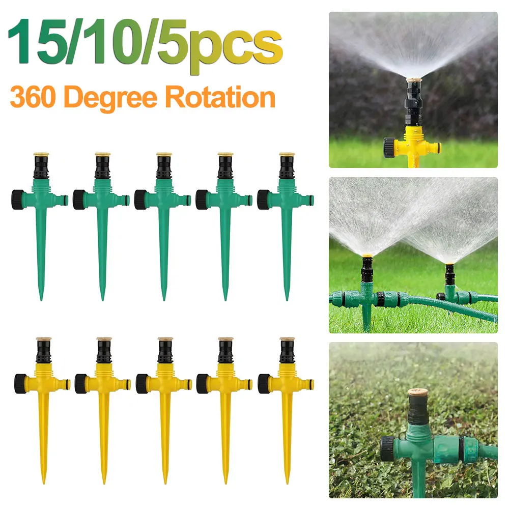 5pcs Household Sprinkler Automatic Irrigation Equipment Watering Sprinkler 360 Degree Rotation Corrosion Resistant For Garden