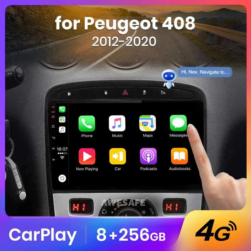 AWESAFE Wireless CarPlay Autoradio for Peugeot 308 308SW 408 2012 - 2020  Car Radio Multimedia Player Android Auto Stereo GPS