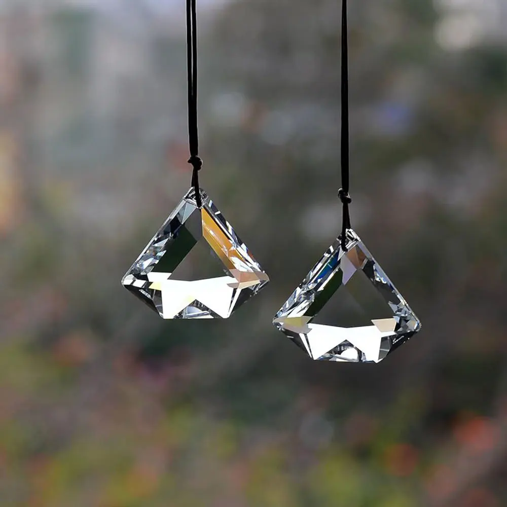 2 Stück Diamantförmige Kristall-Lichtfänger-Prismen, Regenbogenmacher für Fenster, Balkon, Küche, Gartendekoration – Detail 7