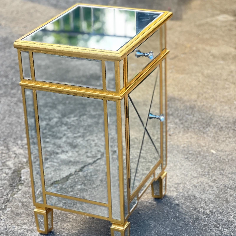 

Original single high-value gold foil with mirror storage locker decorative cabinet bedside table corner cabinet side cabinet