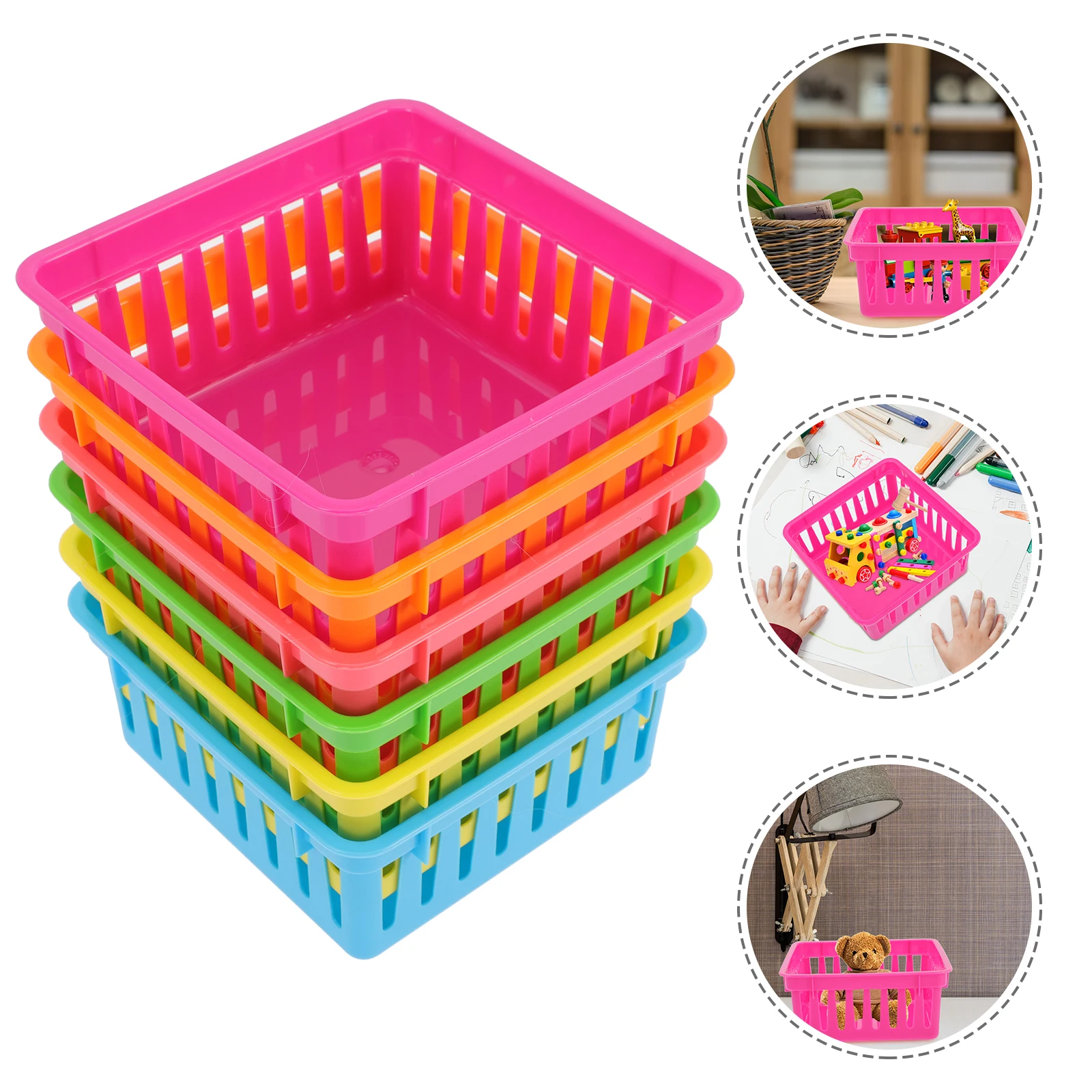 

24pcs Stationery Storage Baskets Small Plastic Organizer Kitchen Bathroom Bedroom Closet Pantry Mini Bins