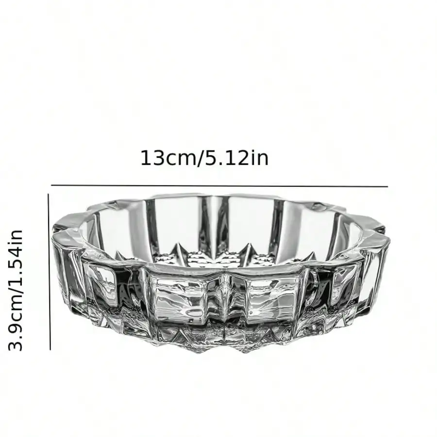 Thickened Crystal Glass Ashtray - Windproof & Durable Multi-Functional Design, Ideal For Ashtray, Candle Holder, Jewelry/Cosmetics Storage, Easy-To-Clean Surface, Perfect For Home, Hotel, Office, And Car Decoration，sh25101102221412301
