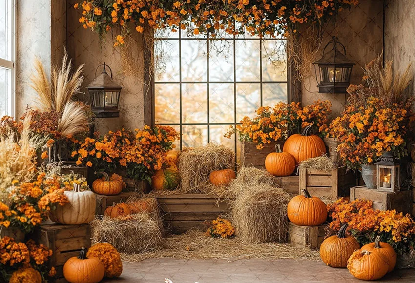 Mehofond التصوير خلفية الخريف الخريف الحصاد ريفي الحظيرة القش القرع الاطفال عيد ميلاد صورة ديكور خلفية استوديو الصور