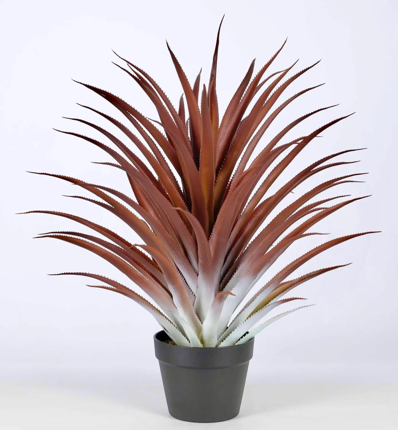 Large Red Hyper-Realistic Artificial Aloe Vera Plant & Faux Agave, 26 Inches Tall, Matte Black Pot