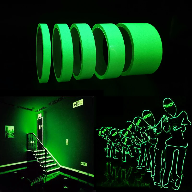 Roadstar Glow In Dark Tape Wall Sticker Luminous Photoluminescent Tape Stage Home Decoration Multiple Size 3 Meters Glow 4 Hour