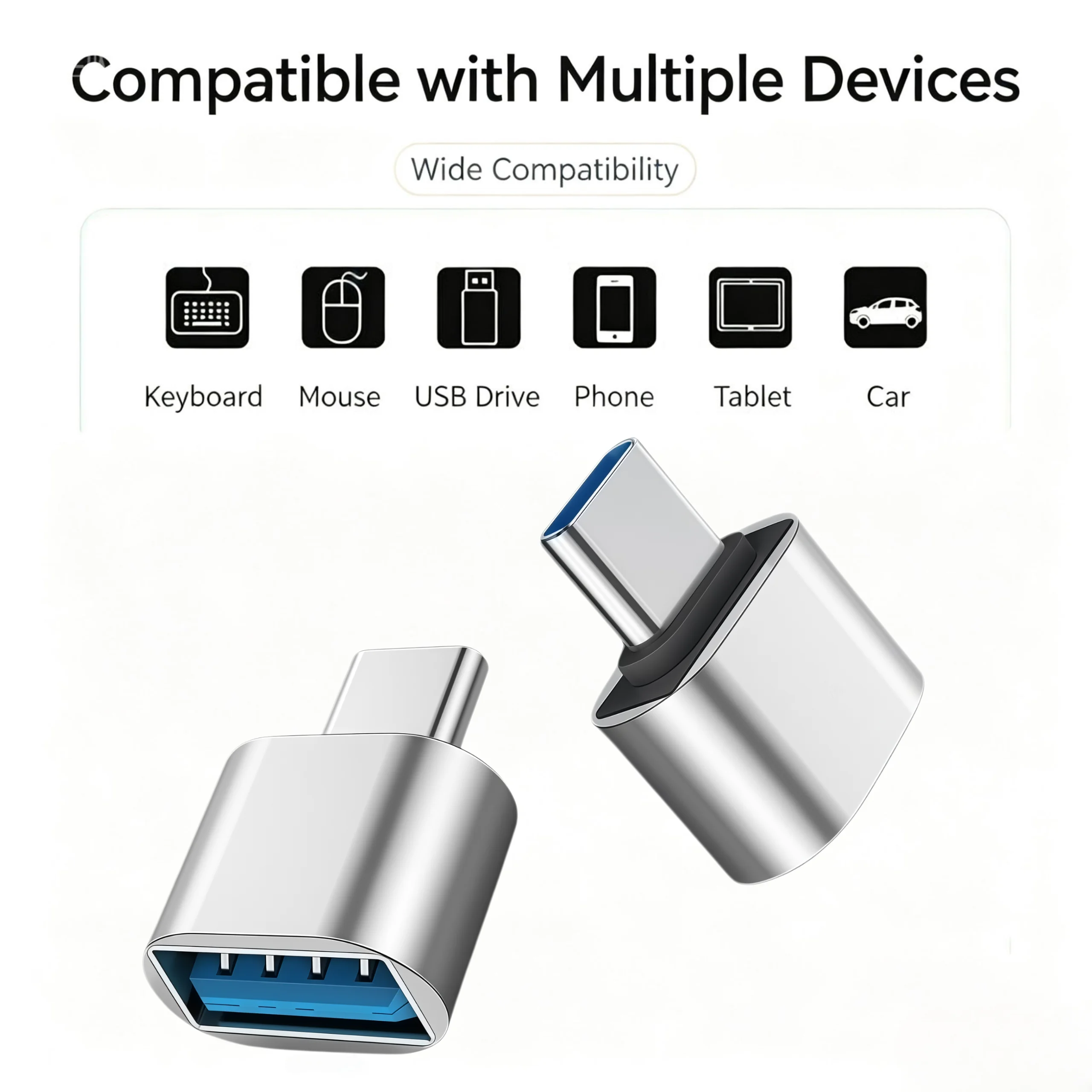 

OTG Adapter USB Type C/A Male to Female Compatible with iPhone 15 16 17 iPad Samsung Laptop Flash Drive Data Transfer