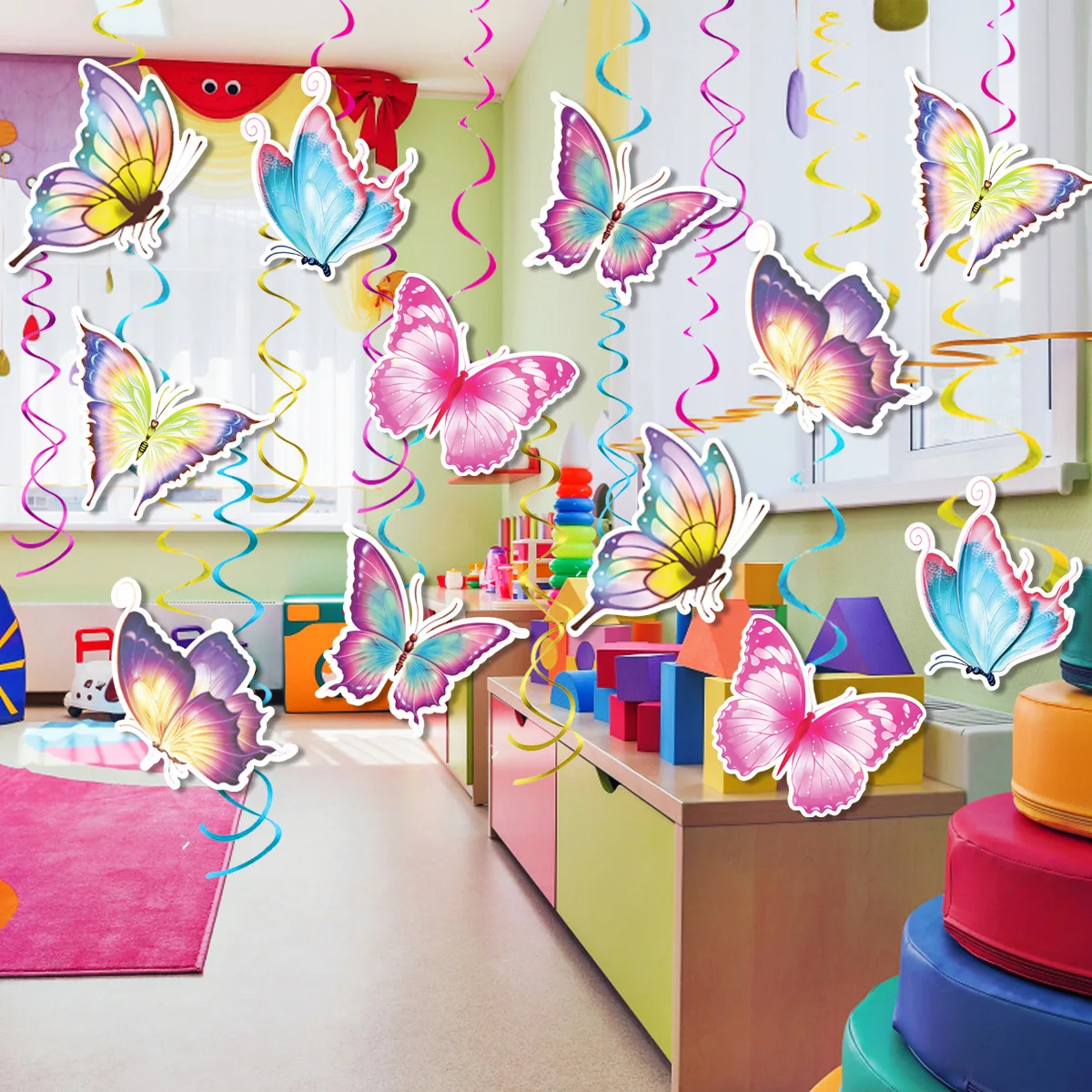 พวงมาลัยห้อยธีมผีเสื้อแสนหวานแบบโบฮีเมีย12ชิ้นสำหรับงานวันเกิดงานเลี้ยงฉลองแต่งงาน