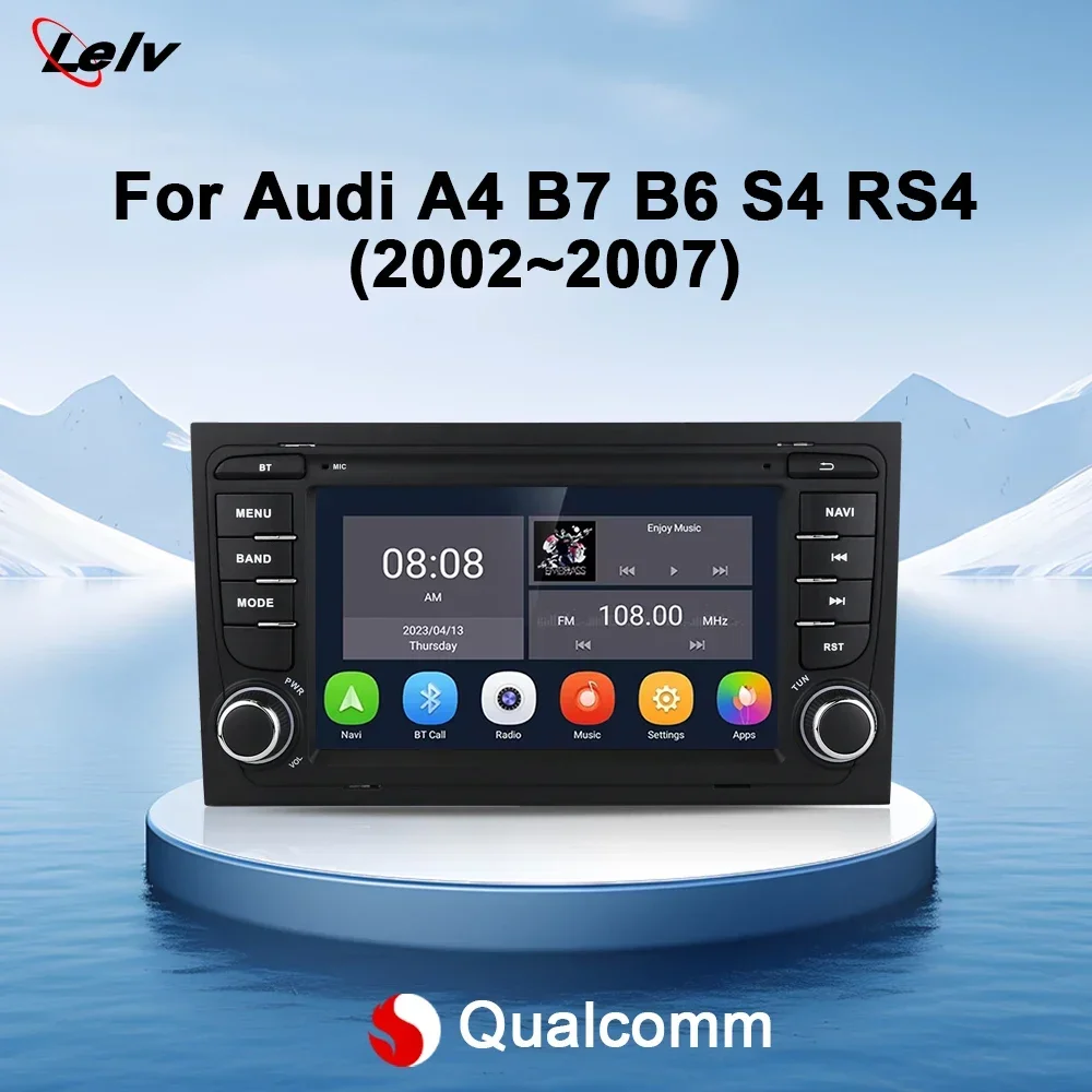 LELV Car Radio 7” Android 13 For Audi A4 B6 B7 B8 S4 RS4 Seat Exeo Portable Car Multimedia Player CarPlay Auto Stereo 4G WiFi
