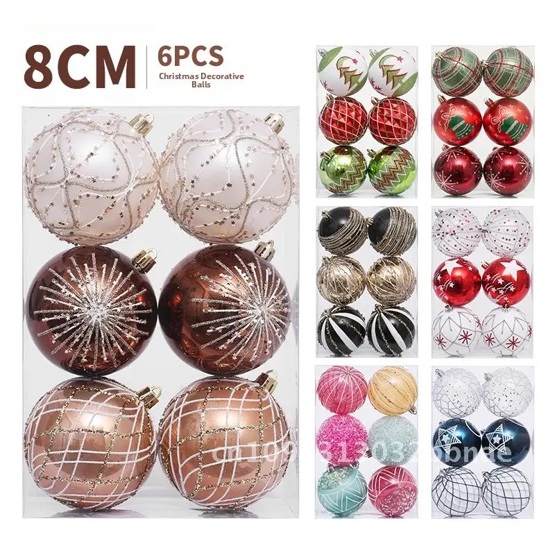 

Christmas Decorations 6 European style painted Christmas balls set Christmas tree pendant