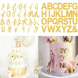 26 Alphabet Letter Cake Decor Golden Acrylic DIY Personalise Name Cake Topper Wedding Birthday Party Baby Shower Cake Decoration