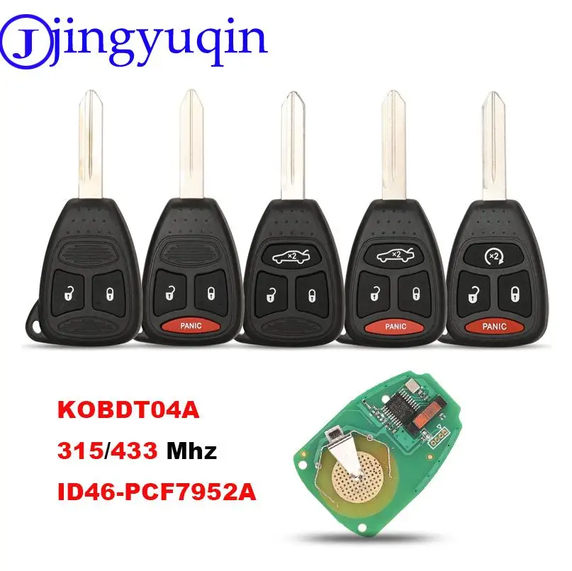 jingyuqin KOBDT04A ID46 315/433 Mhz zdalny kluczyk samochodowy dla Dodge RAM JEEP dowódca kompas Grand Cherokee Liberty Wrangler Chrysler