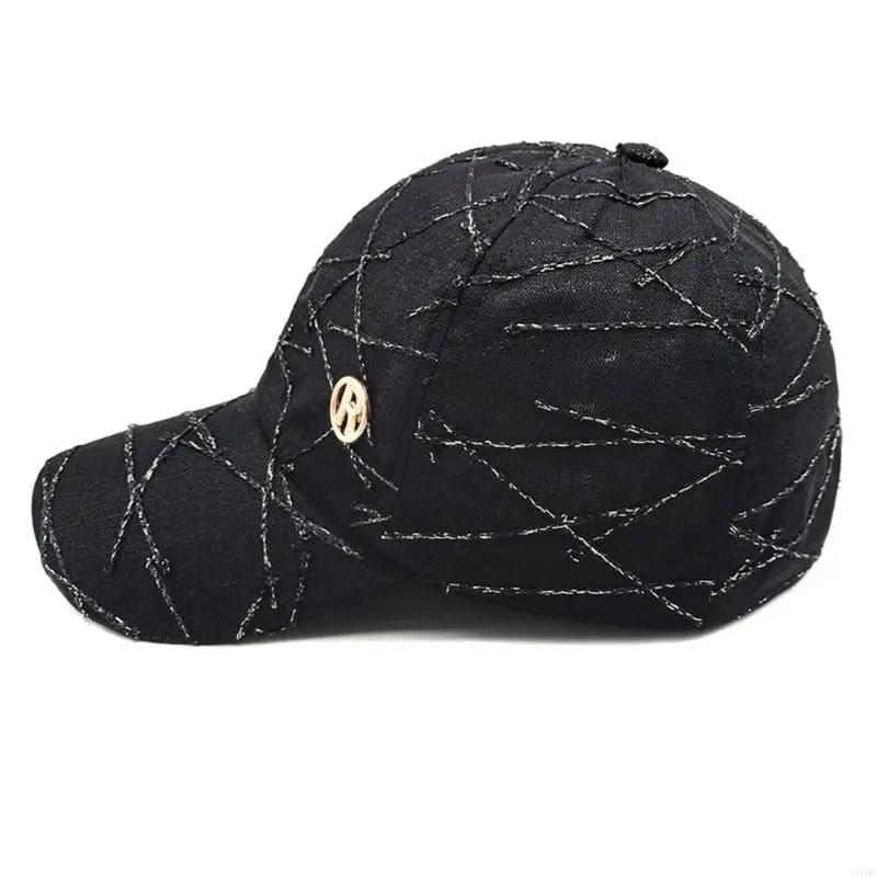 Cool Metal Badge Baseball Cap With Curved Brims Outdoor Hat Fashion Polyester Sun Hat For Summer Sun Shade Y166