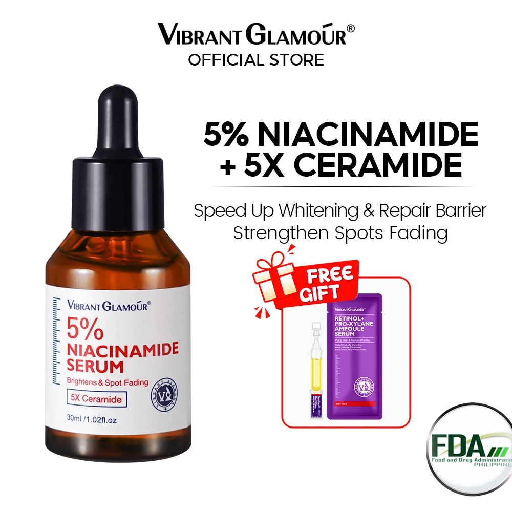 

VIBRANT GLAMOUR Niacinamide Serum Quickly Brighten Remove Acne Black Spots Melasma Moisturing 5X Ceramide Inhibit Melanin 30ml