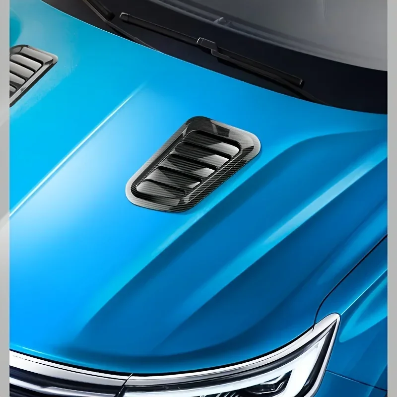 Fausse sortie d'air de voiture, modification de sortie d'air de décoration de capot moteur, entrée d'air en fibre de carbone, autocollant de fausse sortie d'air de capot moteur