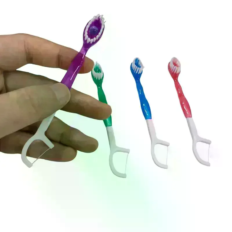 /ACR/2/12Pcs Portable Travel Toothbrush With Dental Floss Five-in-one Bursting Bead Disposable Cleaning Toothbrush