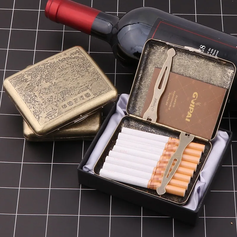 

Vintage Metal Cigarette Case For 20 Pcs Classic Design Edition Cigarette Case Men Box Gift Cigarette Accessories