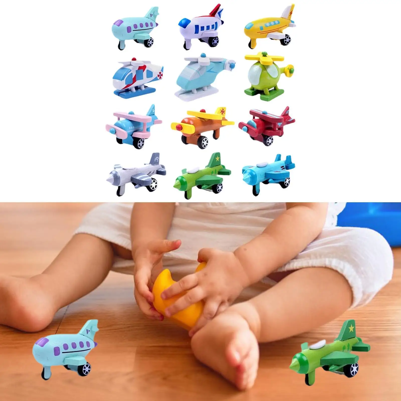 12x modelo de avión de madera, manualidades de desarrollo sensorial para niños, avión artesanal, regalo, juguete creativo Montessori, Kits de aviones