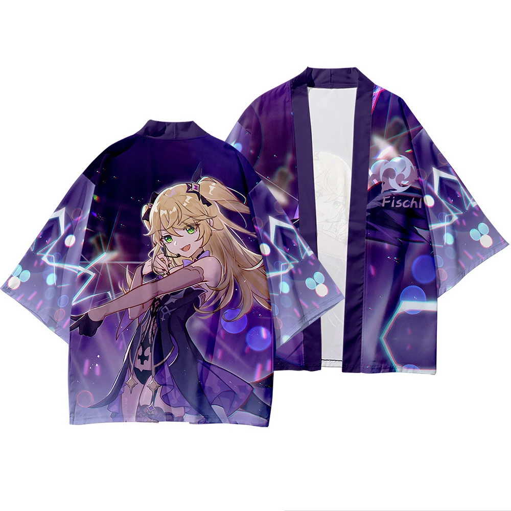 

Genshin Impact T Shirt Cloak Men Women Kimono T-shirt Kids Boy Cosplay Costume QIQI XIao Game Tops Tees Robe Anime Clothes Robe