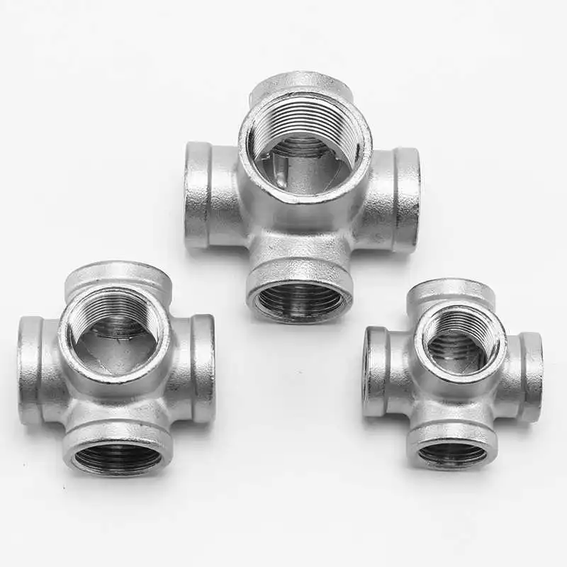 

1/4" 3/8" 1/2" 3/4" 1" 2" BSP Stainless Steel SS304 Female Thread Pipe Fitting 5 way Equal Cross Connector SS304 TEE 5 way DN15