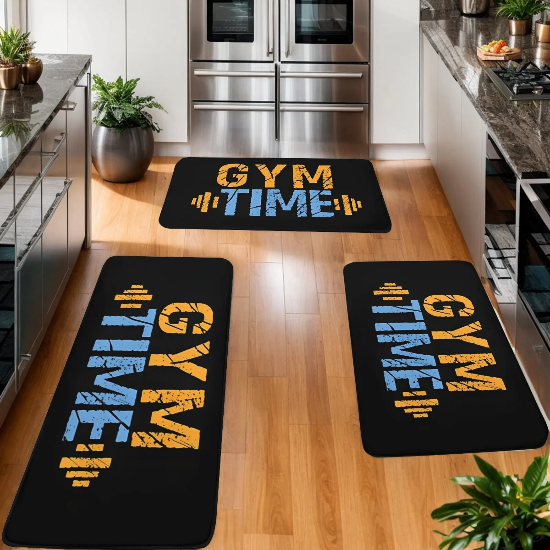 VIKAMA 2pc Carpet Black Creative Dirt-Resistant Floor Mat Kitchen Rug Doormat Soft Living Room Carpet Rug For Bedroom Home Decor