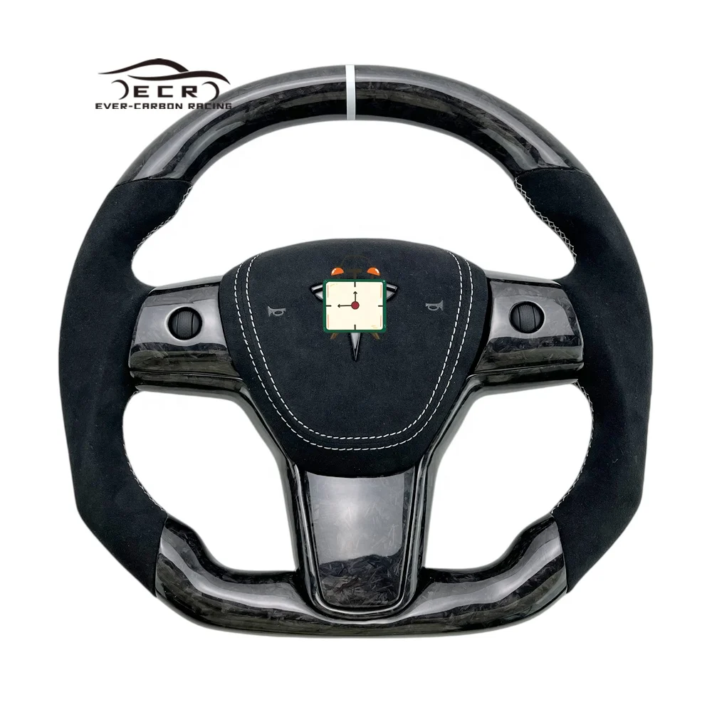 Ever-Carbon Racing ECR Best Selling Forged Carbon Fiber Steering Wheel For New Style Steering Wheel Car Flat