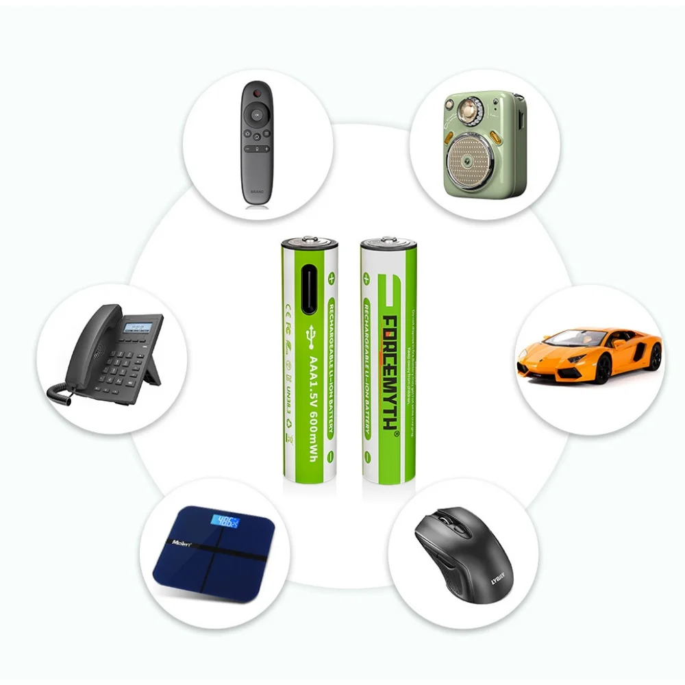 USBリチウムイオン電池,充電式,おもちゃ用,リモコン,懐中電灯,4 in 1ケーブル,aaa,1.5v,600mwh