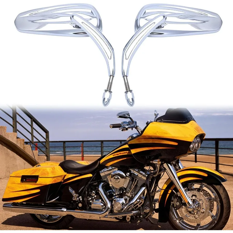

Хромированные мотоциклетные зеркала заднего вида 8 мм, совместимые с Harley Road King Sportster Street Glide Electra Glide Dyna Softail Road G