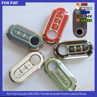 3Buttons TPU Car Flip Key Case Cover For Fiat Ducato 500 500L Panda Grande Punto Lancia Musa Auto Shell Fob Accessories