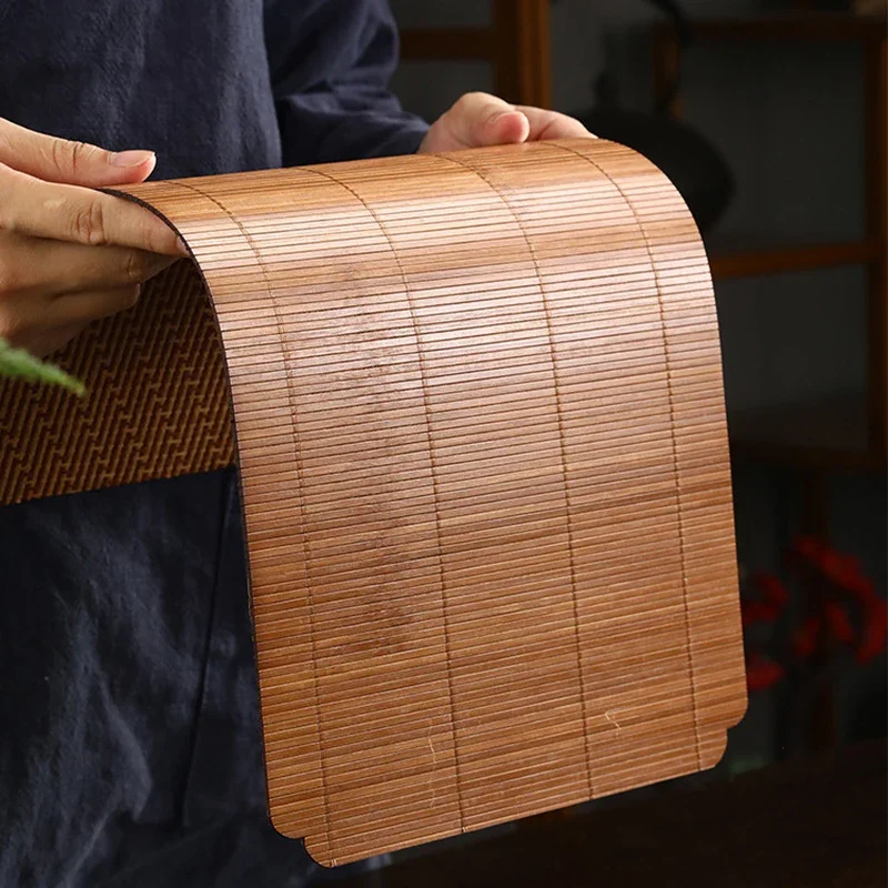 Lacquer Bamboo Weaving Auspicious Cloud Tea Mat Hand-woven Table Flag Zen Tea Making Waterproof Tea Mat Tea Ceremony Accessories