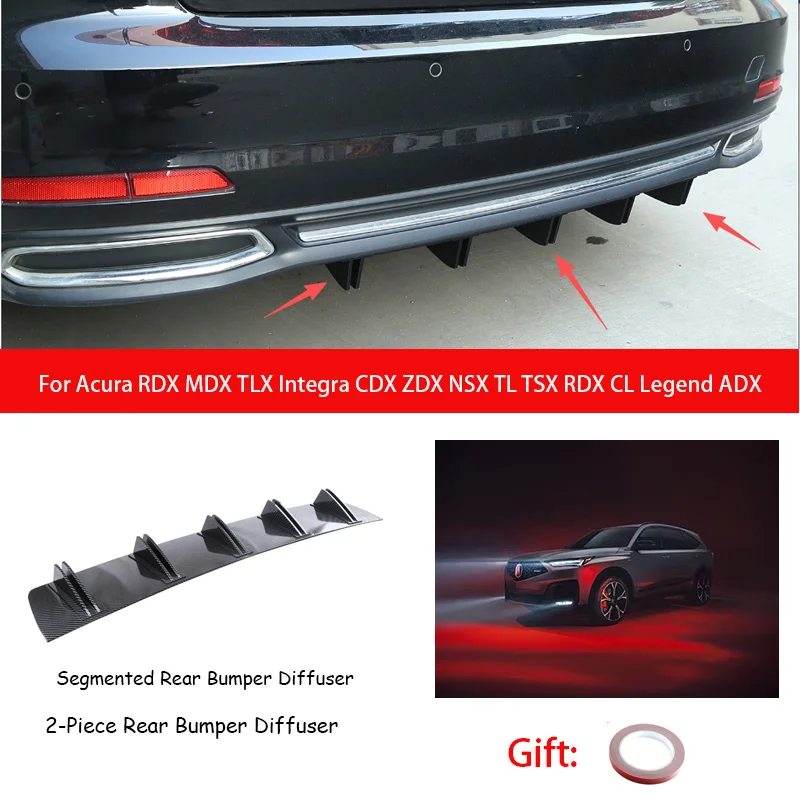 For Acura RDX MDX TLX Integra CDX ZDX NSX TL TSX RDX CL Legend ADX ABS Rear Bumper Lip Diffuser Shark Fin Anti-collision