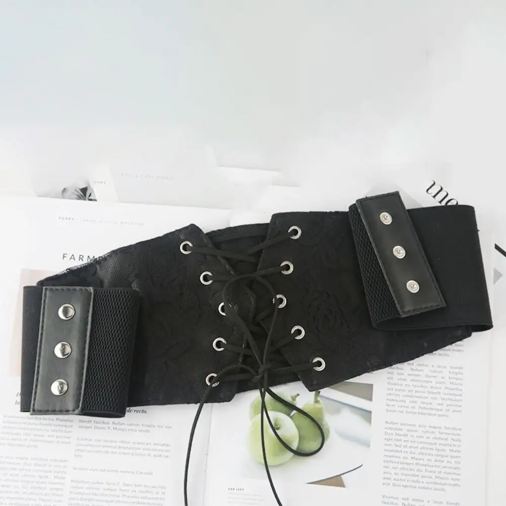 أنيقة قابل للتعديل الدانتيل Cummerbunds بلون مطاطا مشد حزام التخسيس زهرة واسعة الخصر مشد السيدات