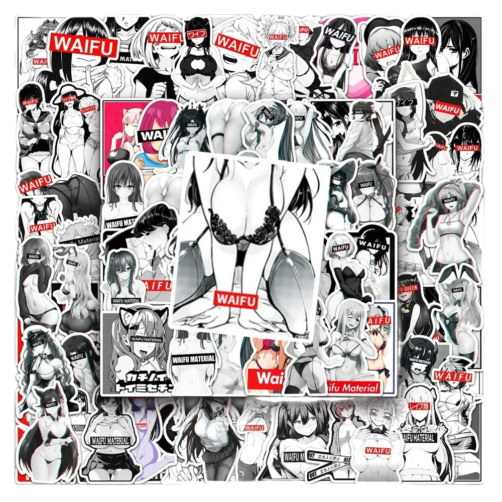 50PCS/101PCS Waifu Girl Sexy Stickers Hentai Adult Anime Decals DIY for Laptop Phone Luggage Skateboard Car Sticker Toys Gift