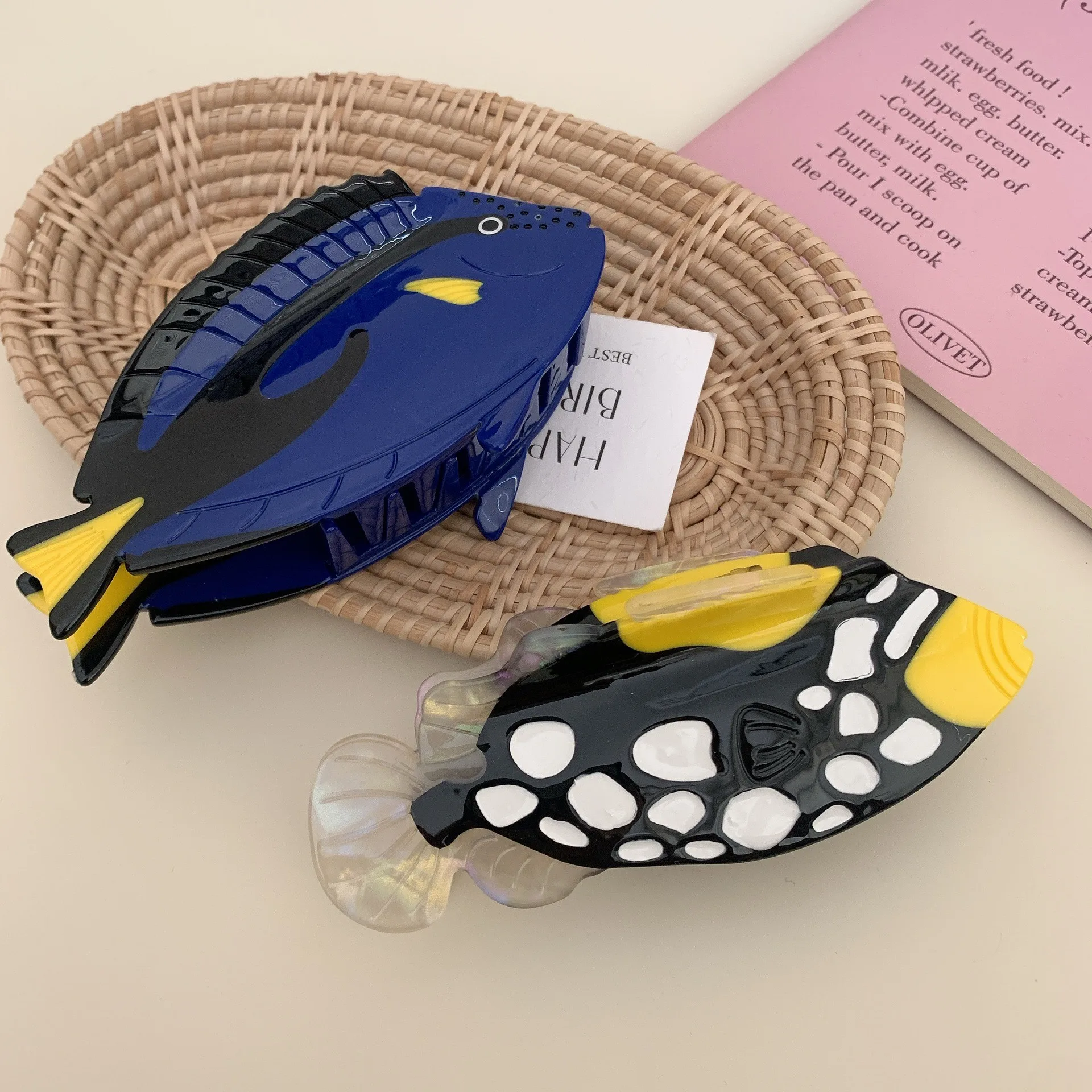 

New Marine Organism Series Grab Clip Acetate Speaks Dolly Blue Hanging Fish Premium Crabs Clip Women's Hair Accessories