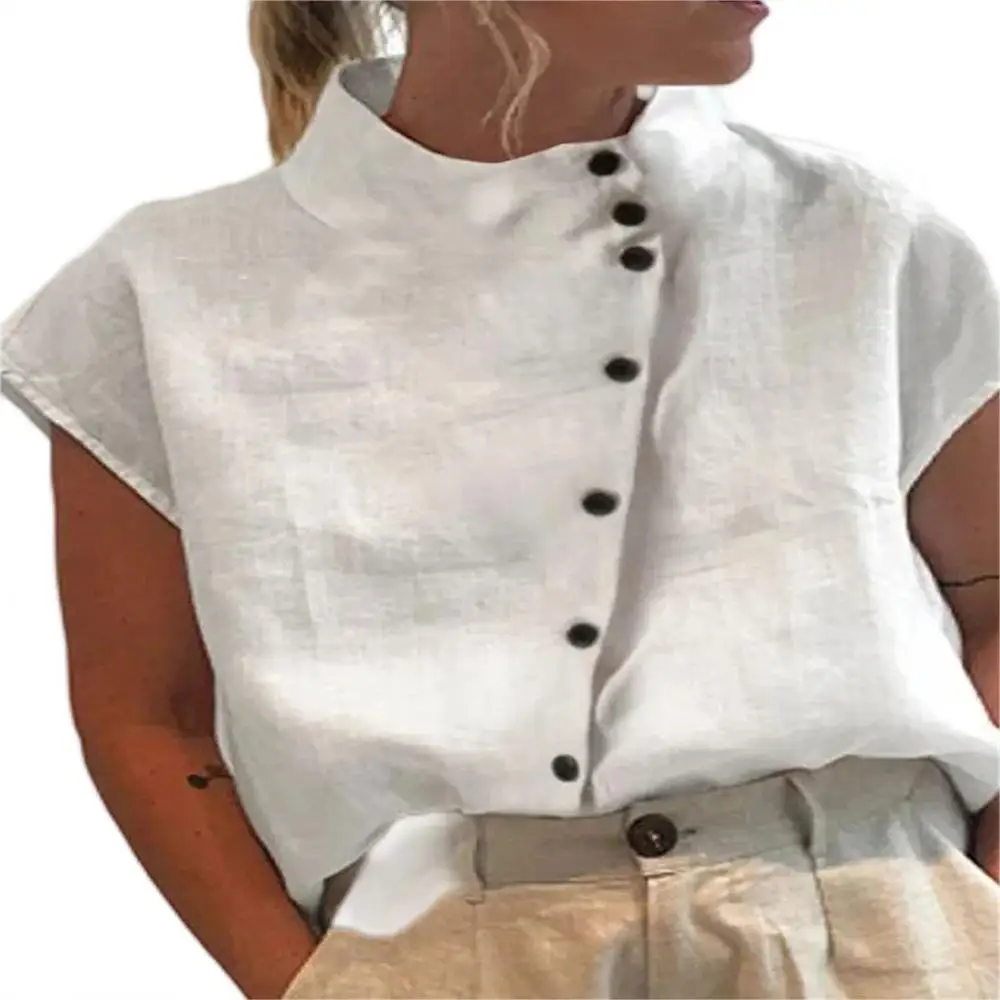 

Женская модная рубашка из льна с пуговицами, повседневная, осенняя коллекция 2025, из других материалов, 100% премиум-качество