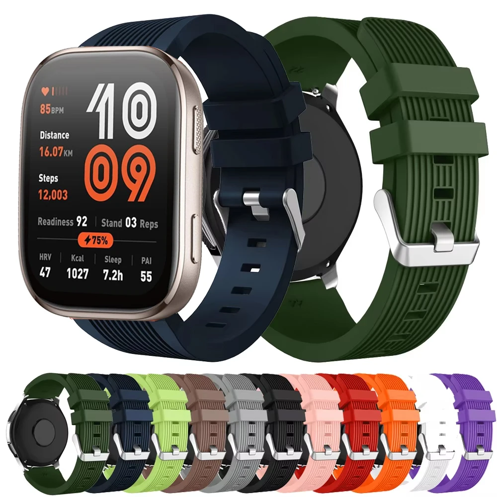 Bracelet en Silicone 22mm pour Amazfit Bip 6/5 5 Unity, pour Amazfit Balance/GTR 2 3 4 47mm/Cheetah Pro/Round/Stratos 2 3