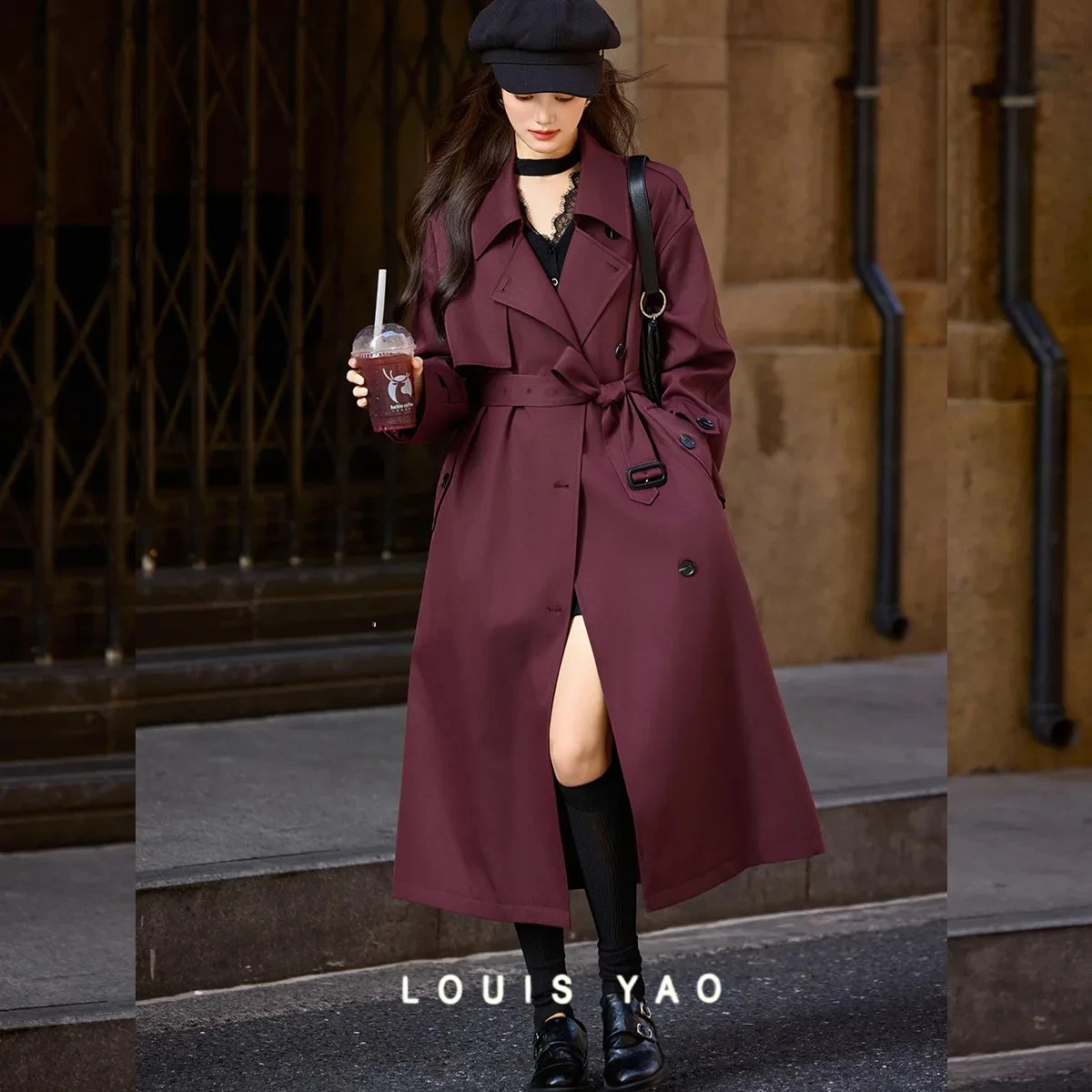 

LOUIS YAO England Style Women's Trench Coat 2025 Autumn Normcore Slouchy Loose-Fit Coat Long-Length Women's Windbreaker