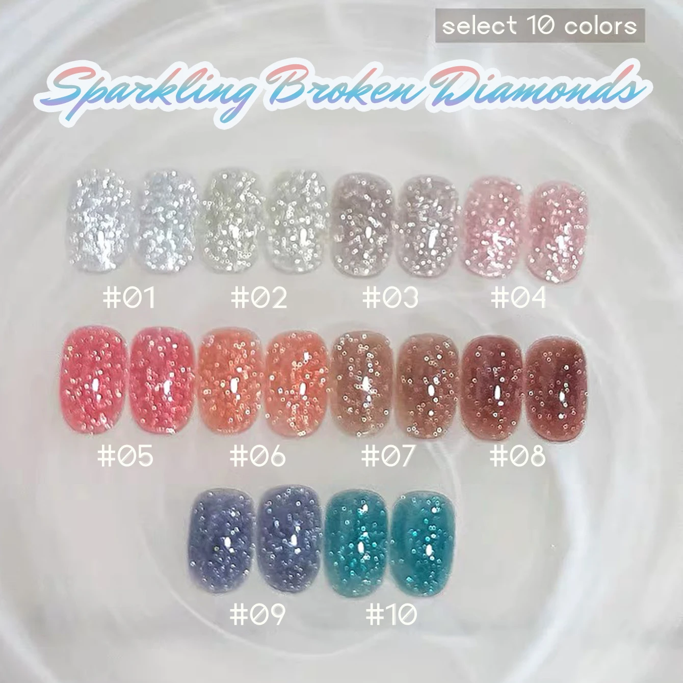 1pcs TC High Density Sparkling White Blue Broken Diamond Gel Nail Polish New Flash Reflective Dark Red Broken Diamond Nail Art view 3