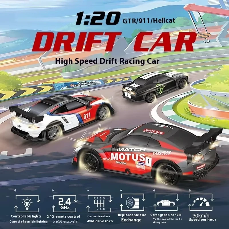

Professional Rc Remote Control Car Four-Wheel Drive High-Speed Car Drift Racing Gtr Competition Boy Ford Rechargeable Toy Model