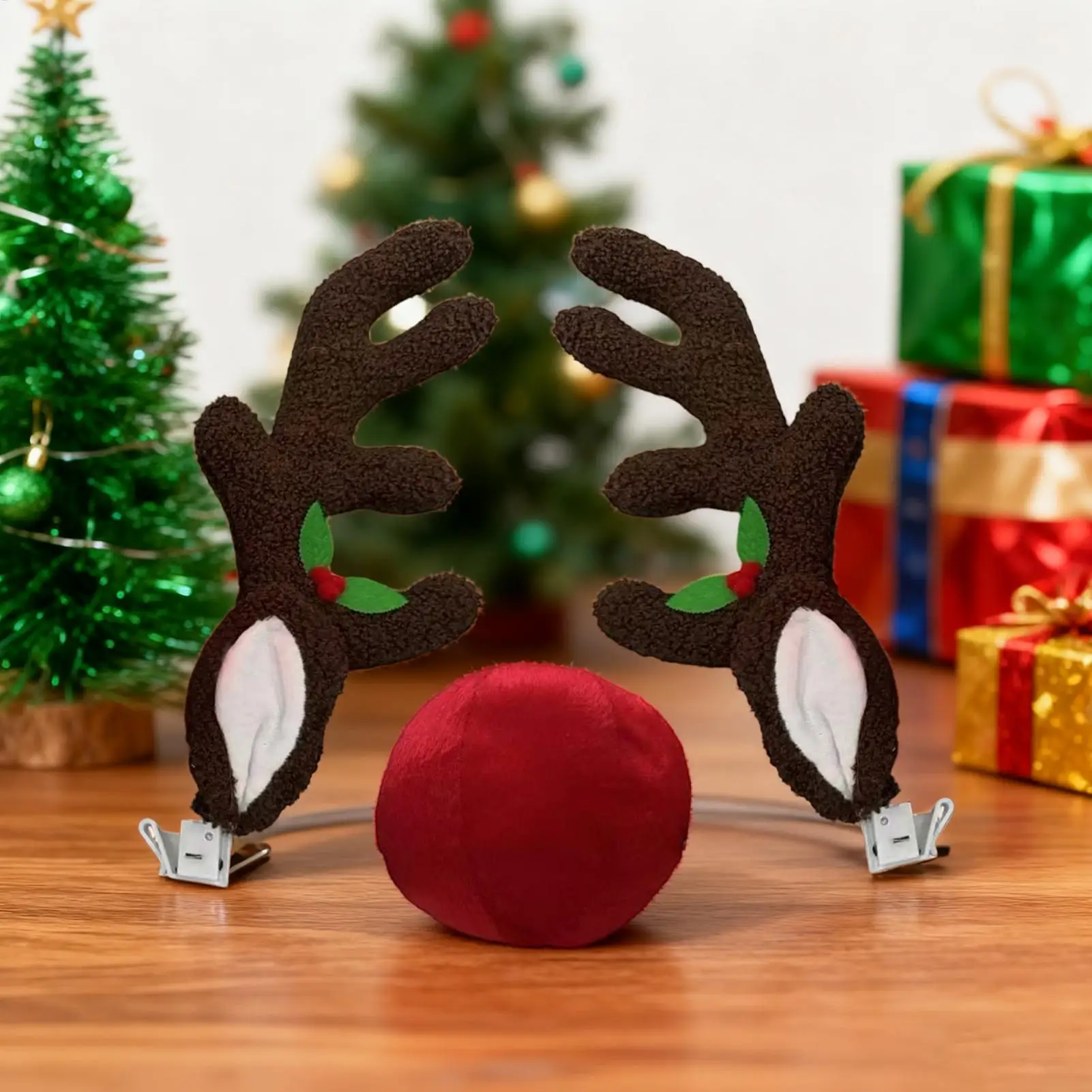 Car Reindeer Antlers Light Up Reindeer Antler With Nose Christmas Car Exterior Decoration For Automotive Truck Vehicle SUV