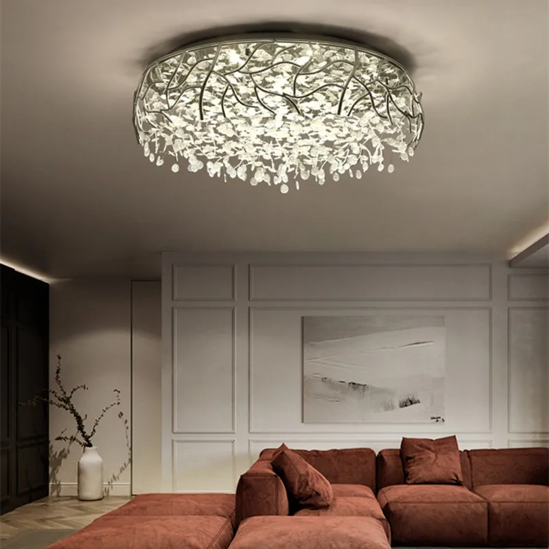 Ceiling lighting fixtures Modern LED crystal bird nest lamp fixtures bedroom luminaires living room round ceiling light