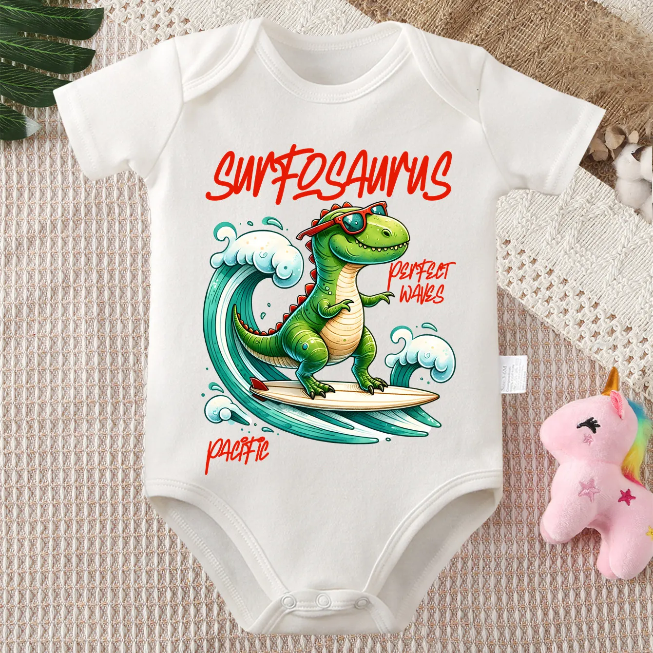 

Боди из чистого хлопка с принтом динозавра для отдыха и серфинга, удобный комбинезон для новорожденных от 0 до 12 месяцев