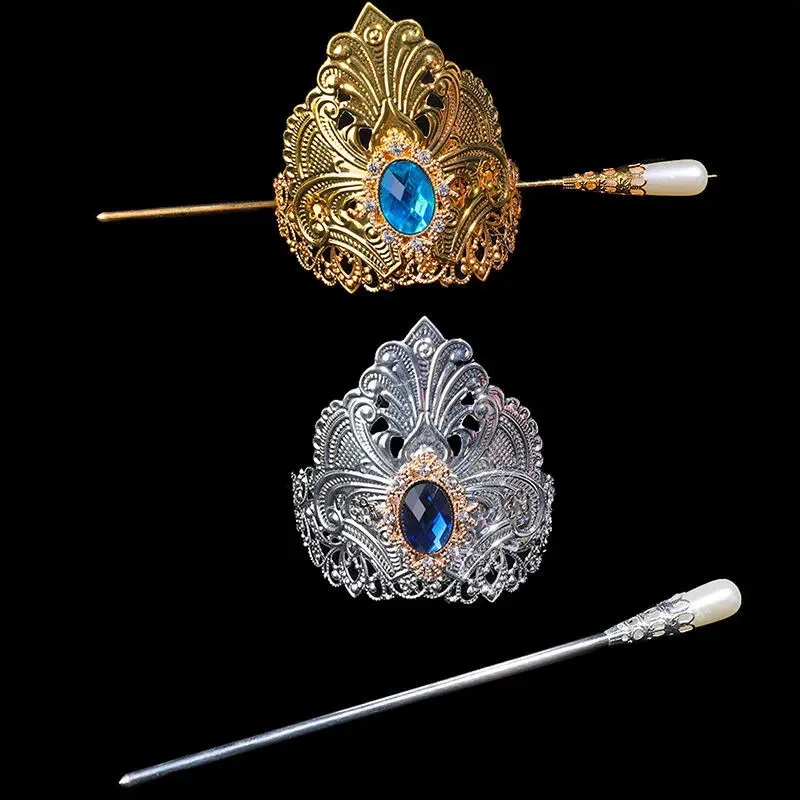 

Ancient Hair Crown for Women Hanfu Imitated Gem Headdress Dragon Flower Hairstick