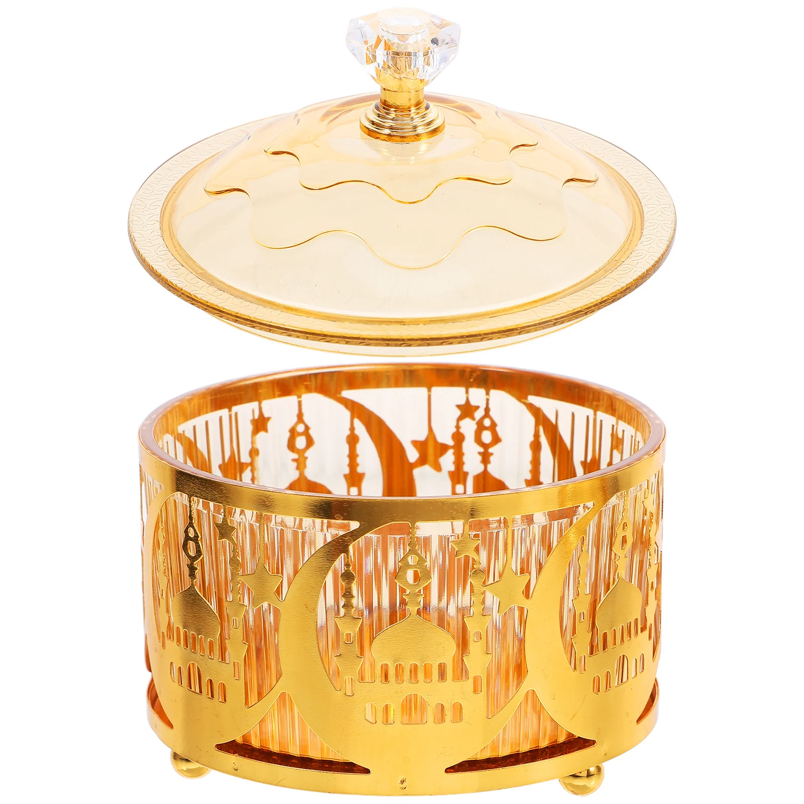 

1pc Snacks Candy Tray Metal Treat Box Storage Decor Party Favor Container Eid Mubarak Cookie Jar Chocolate Candy Box Trinket