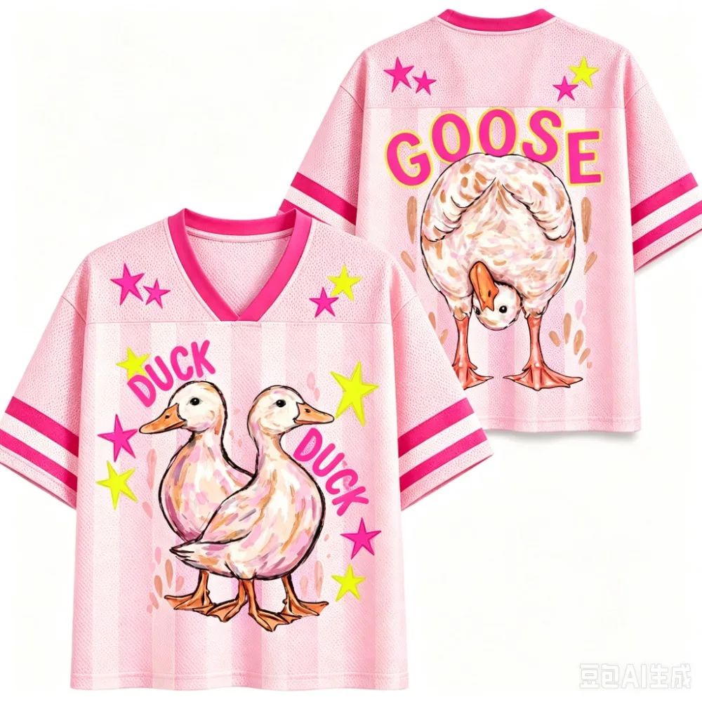 Fun Cartoon 3D Printed Men Women T-Shirts V-neck Fashionable Trend Breathable Comfortable Casual Style Y2K Parent-Child Clothing