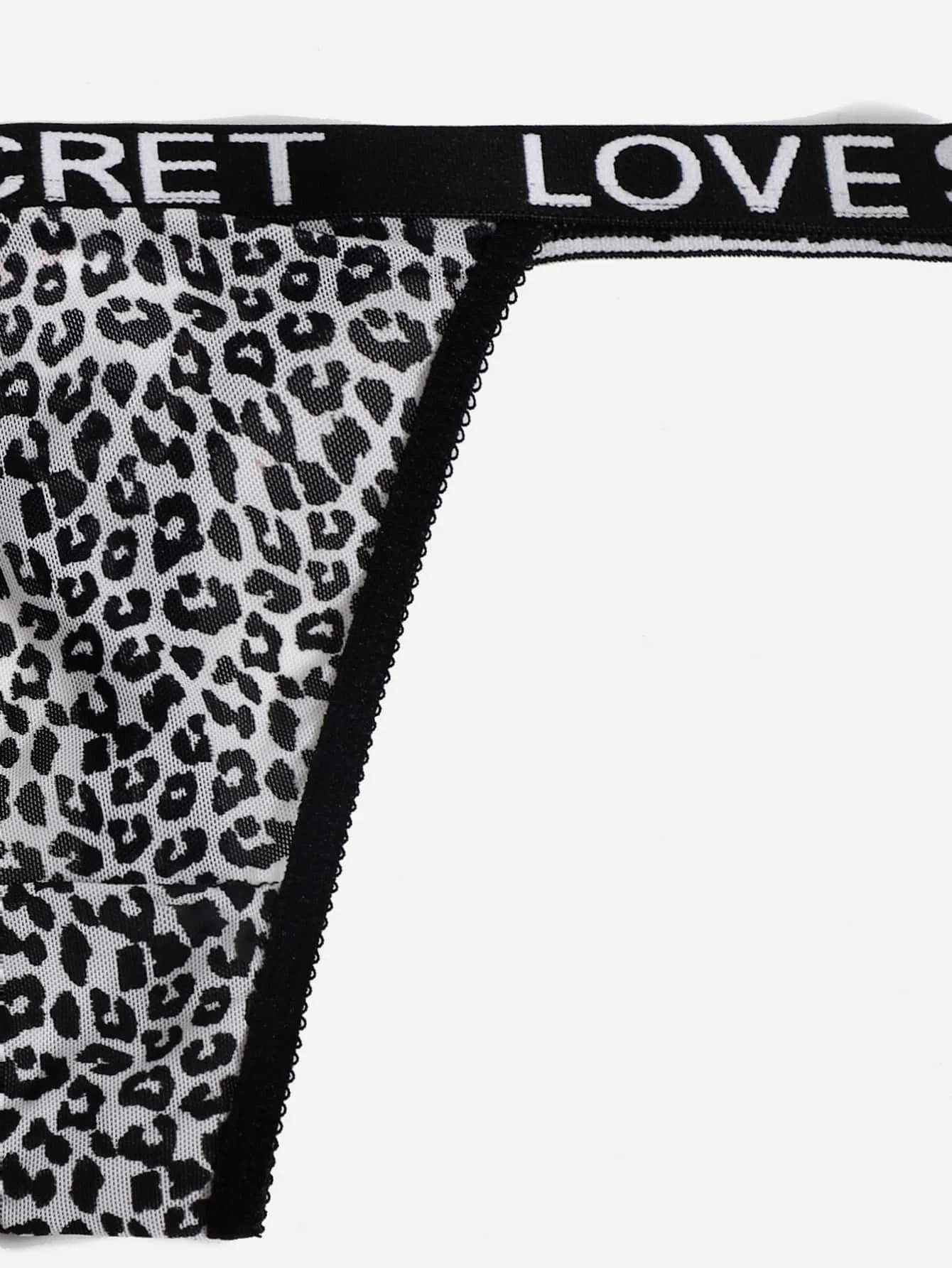 Sexy Leopard Print Thong for Women Invisible Underwear Letter Ribbon Design Three Color Combinations C902