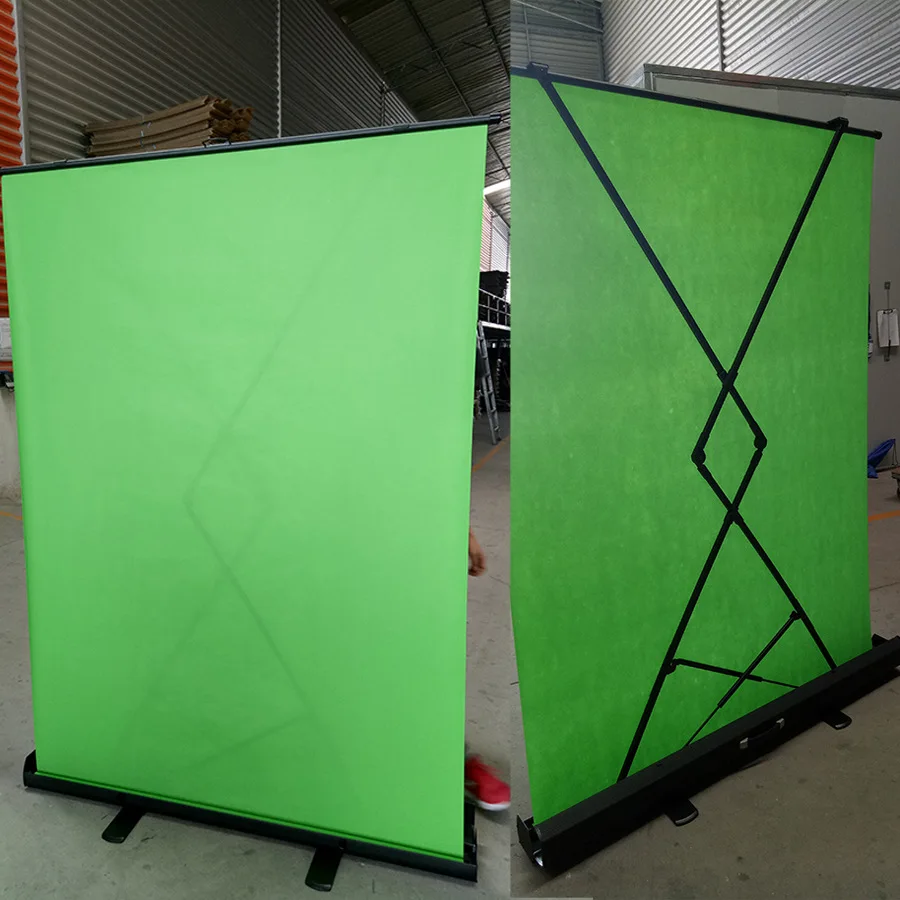 Quality service: green pull up projection effect screen, anti-light movie screen, projection