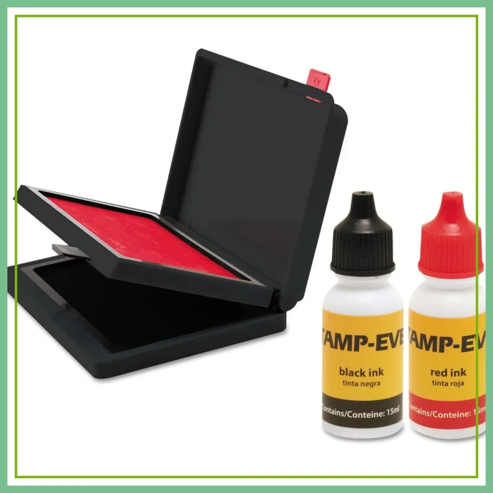 

Two-Color Stamp Pad with Ink Refill, 4" x 2.38", Red/Black