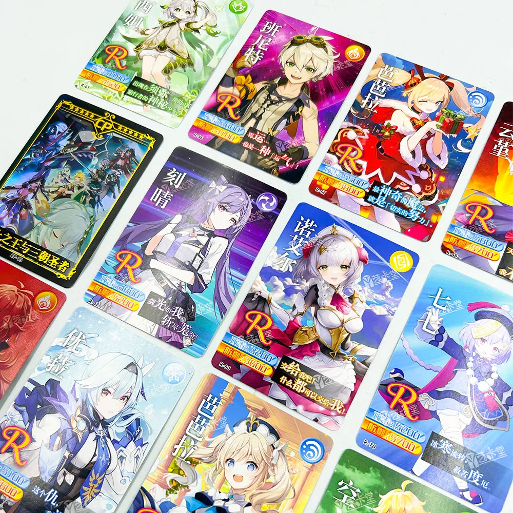 3/6/12 حزم لعبة Genshin تأثير جمع بطاقات طاولة الحفلات مجلس لعب للعائلة الأطفال هدايا عيد الميلاد عيد الميلاد